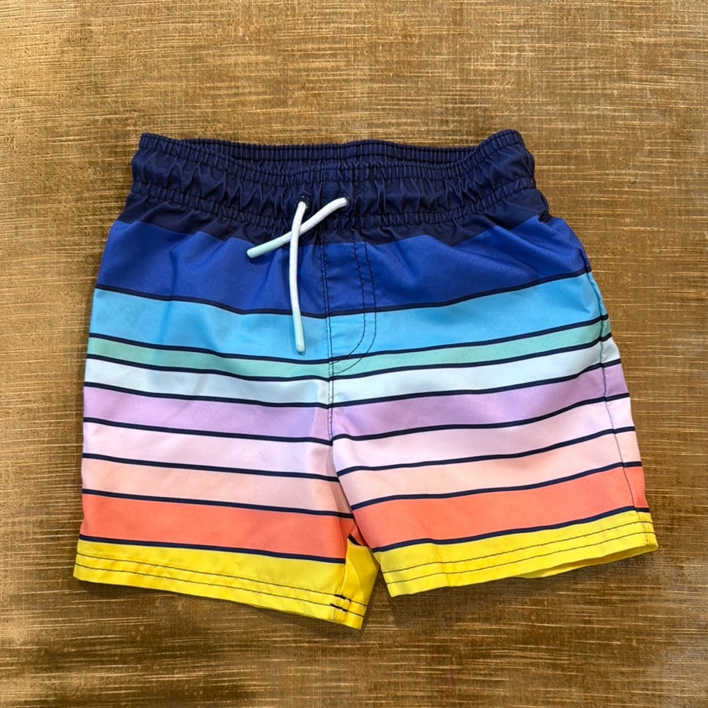 Colorful Striped Kids Swim Trunks